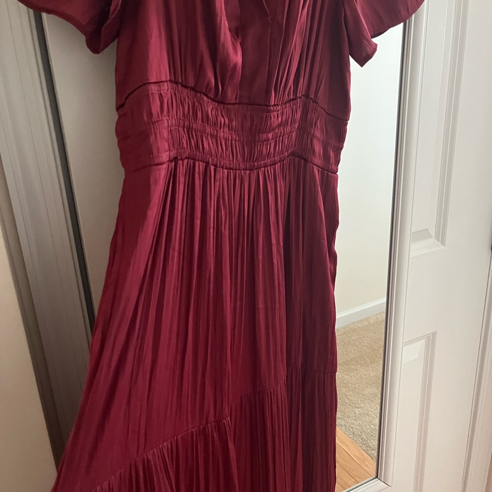 Anthropologie Sommerset Burgundy Dress, size small, silky and soft